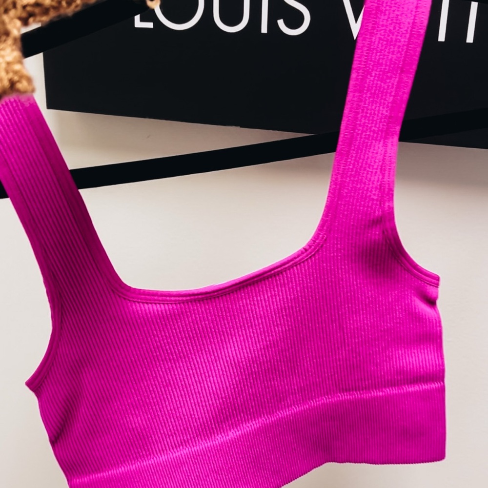 Pink Ribbed Women's Bralette